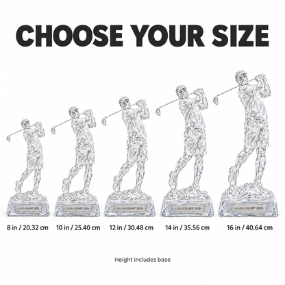 Crystal-style golf statue size chart
