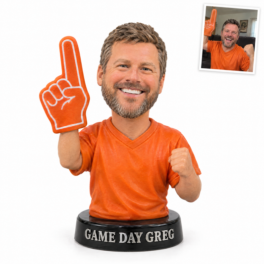 Football fan photo figurine, GAME DAY GREG, customer photo top right