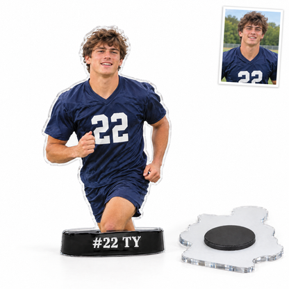 Acrylic fridge magnet: Football player photo figurine, #22 TY