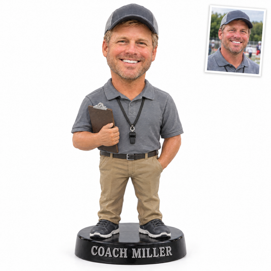 Football coach photo figurine, COACH MILLER, customer photo top right