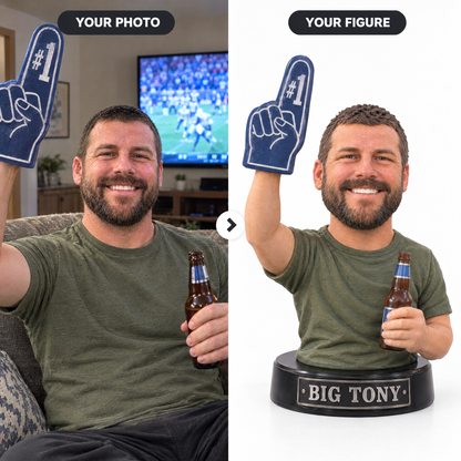 Customer photo turned into football fan photo figurine BIG TONY