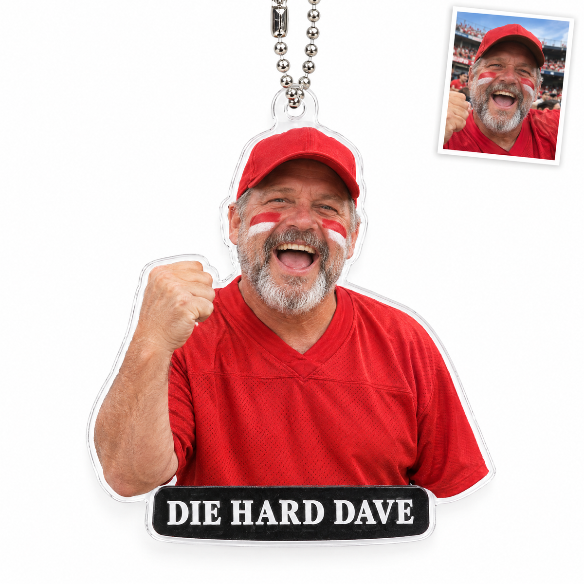 Acrylic car charm: Football fan photo figurine, DIE HARD DAVE