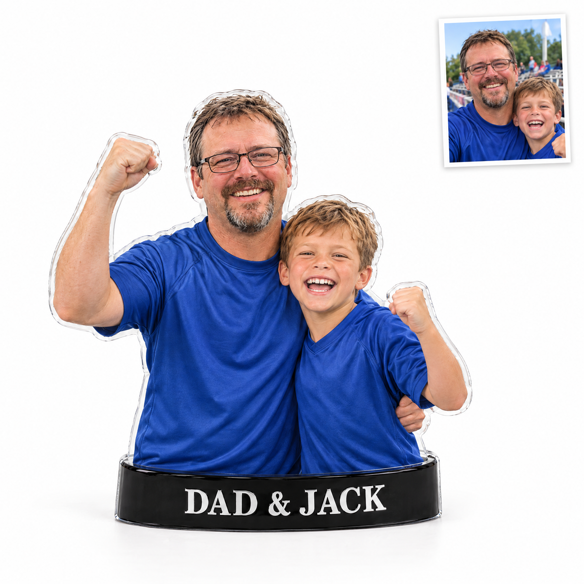 Acrylic fridge magnet: Football fan photo figurine, DAD & JACK