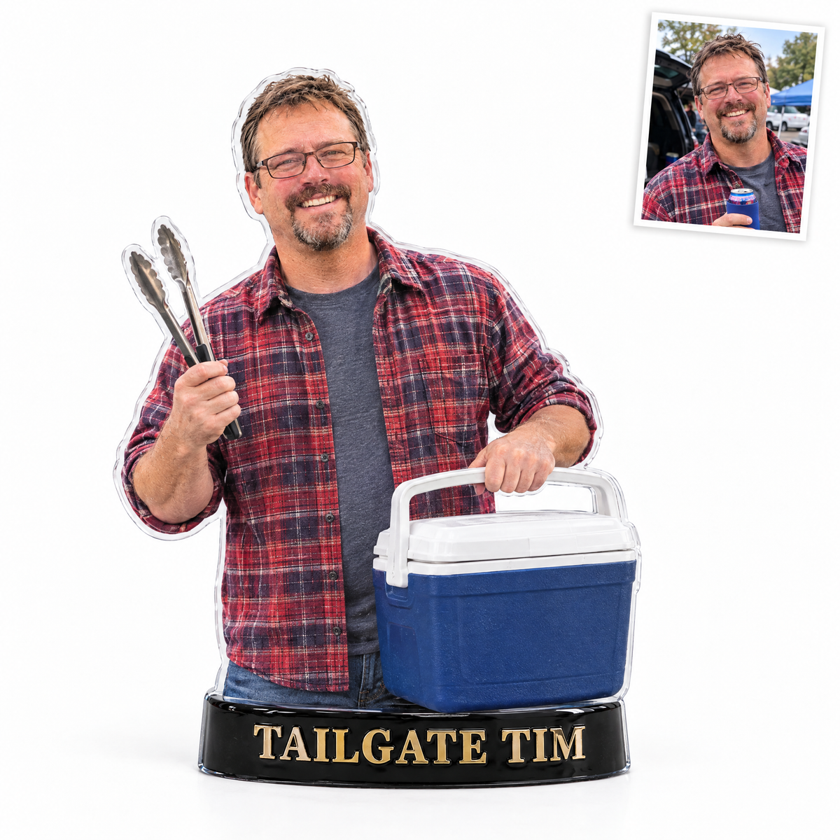 Acrylic fridge magnet: Tailgate grill master figurine, TAILGATE TIM