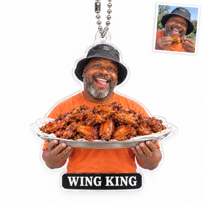 Acrylic car charm: Funny big-head football dad figurine, WING KING