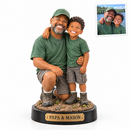 Father and son football figurine, PAPA & MASON