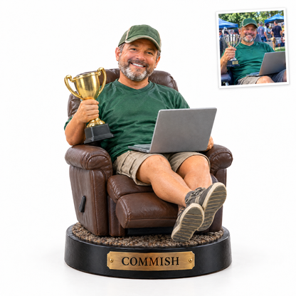 Fantasy football champion trophy figurine, COMMISH