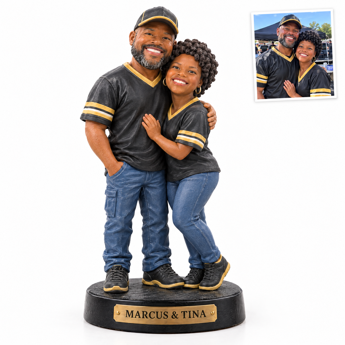 Football couple figurine, MARCUS & TINA