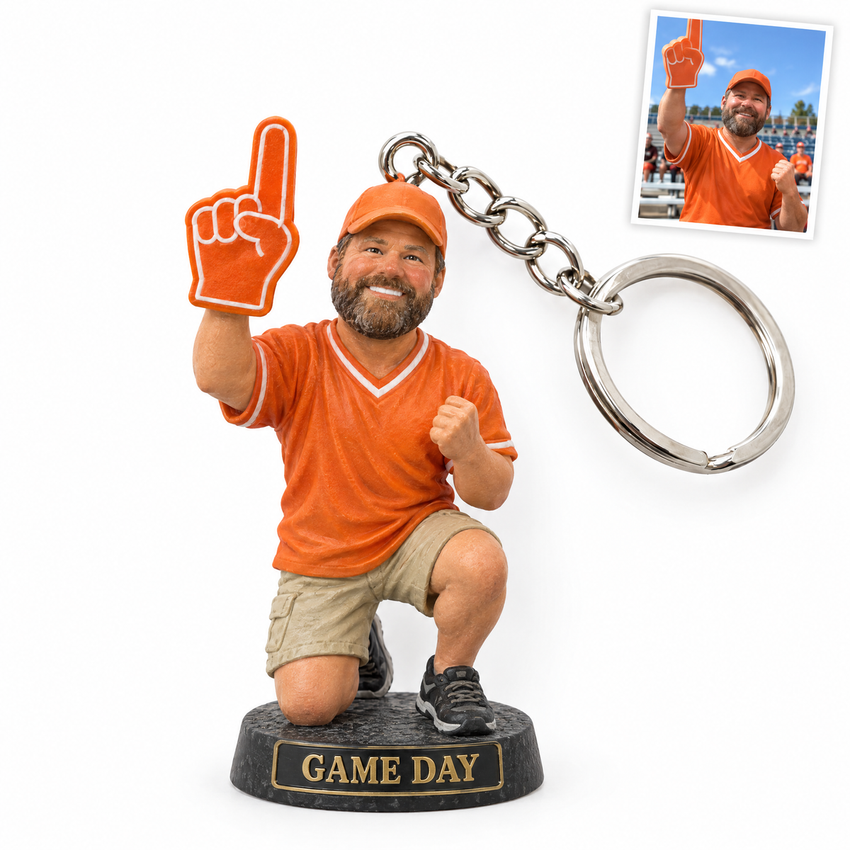 Football fan keychain, GAME DAY, customer photo top right