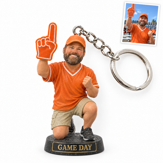 Football fan keychain, GAME DAY, customer photo top right