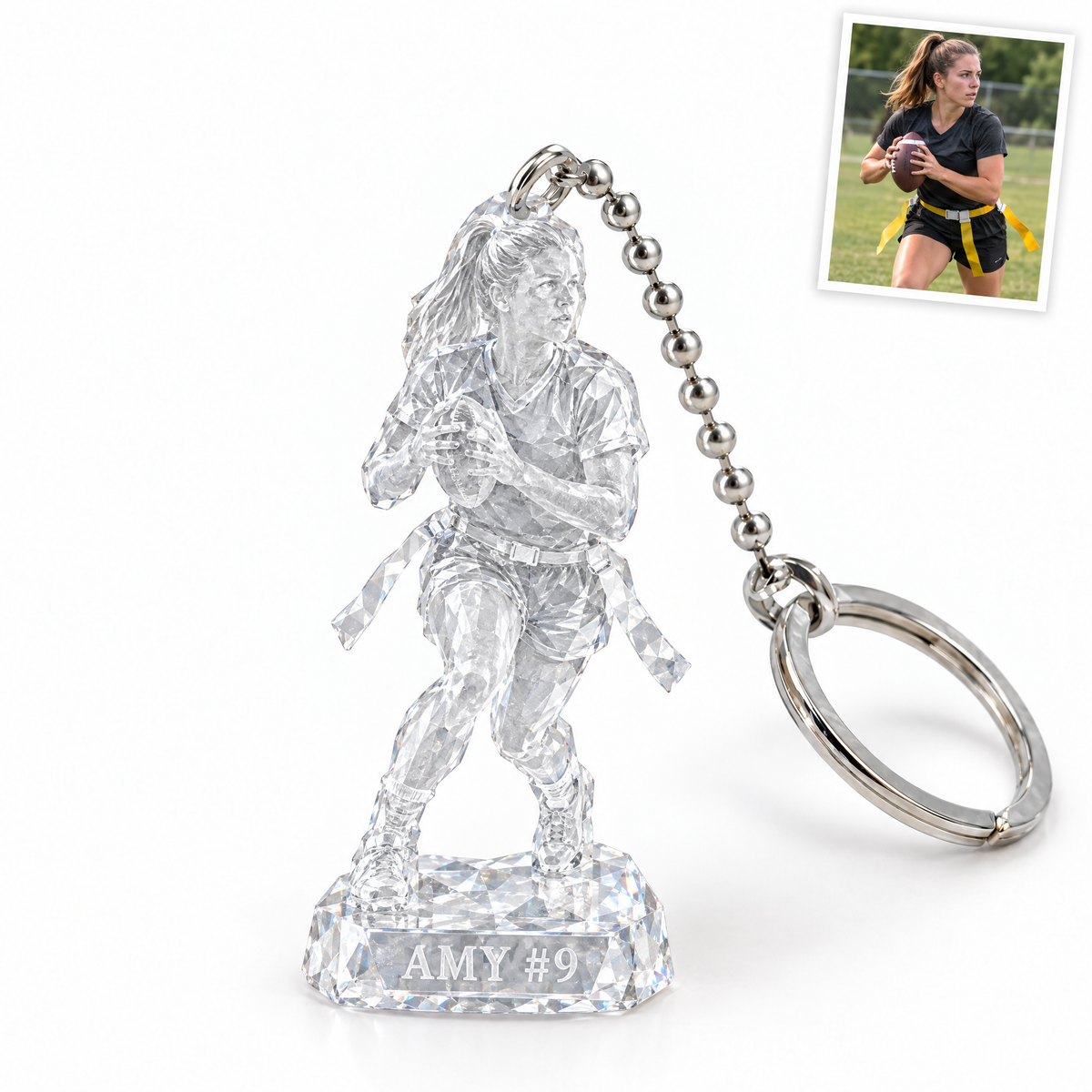 Crystal-style football keychain, AMY #9