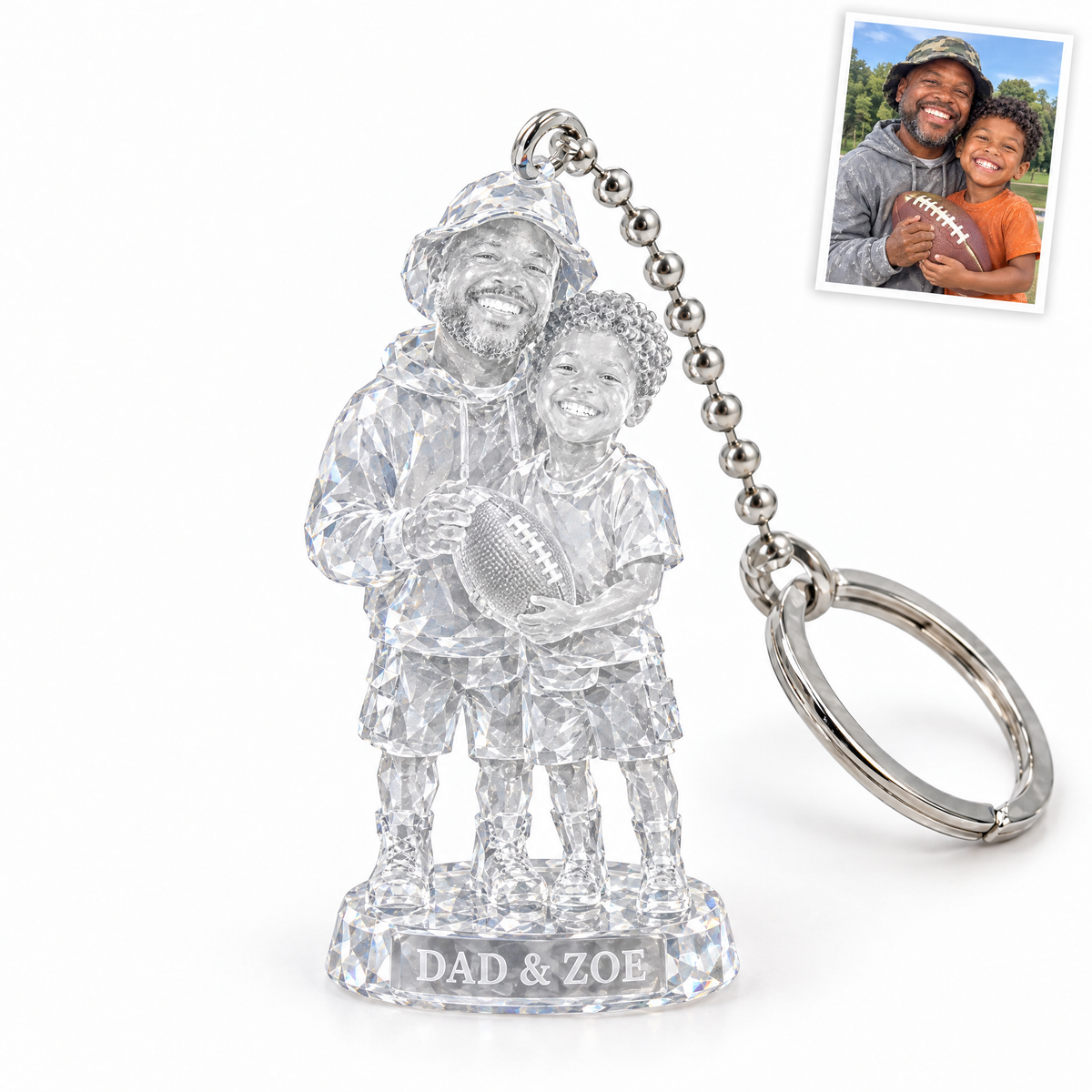 Crystal-style football keychain, DAD & ZOE