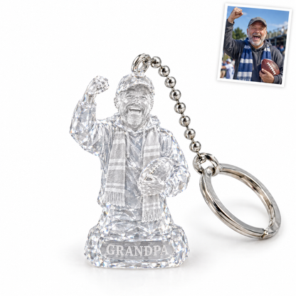 Crystal-style football keychain, GRANDPA