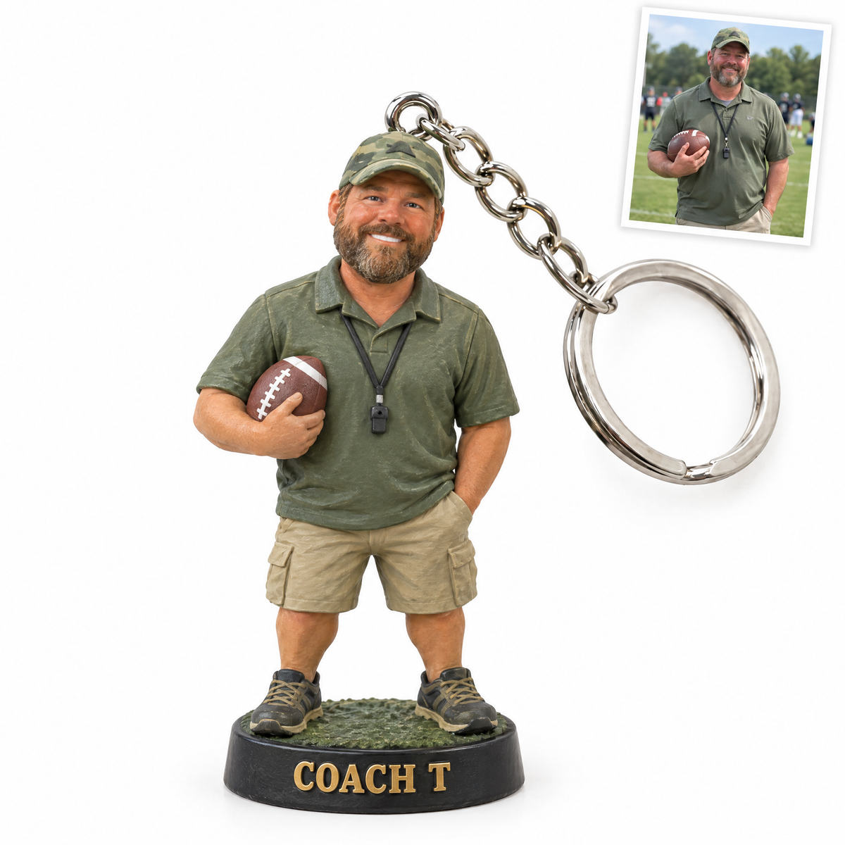 Football coach keychain, COACH T