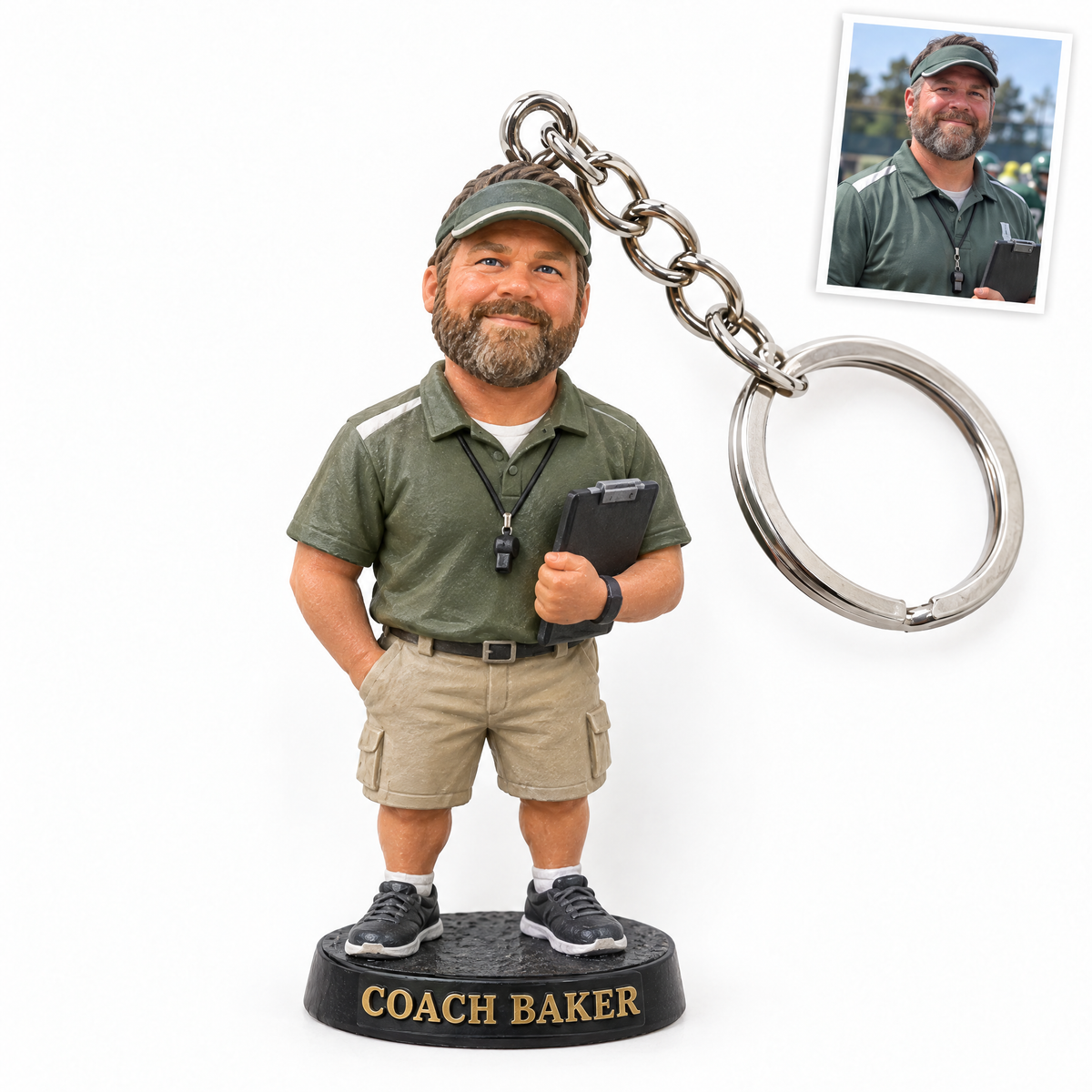 Football coach keychain, COACH BAKER