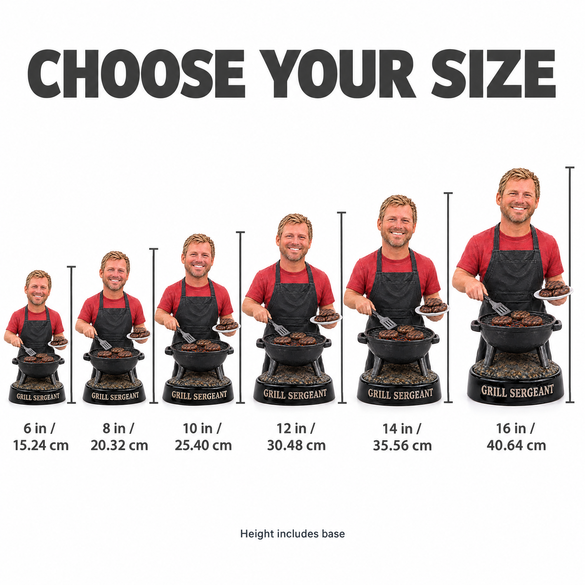 Tailgate grill master figurine size chart