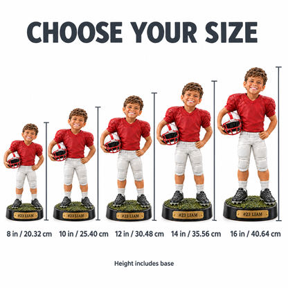 Youth football player figurine size chart
