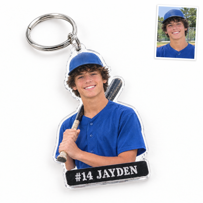 Acrylic keychain: Baseball player photo figurine, #14 JAYDEN