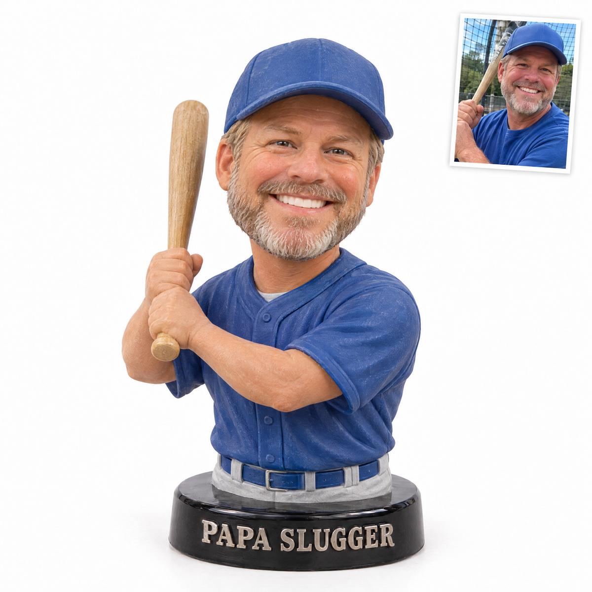 Baseball batter photo figurine, PAPA SLUGGER