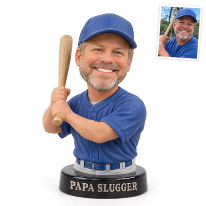 Baseball batter photo figurine, PAPA SLUGGER