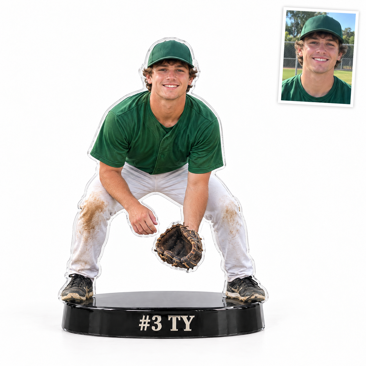 Acrylic fridge magnet: Baseball player photo figurine, #3 TY