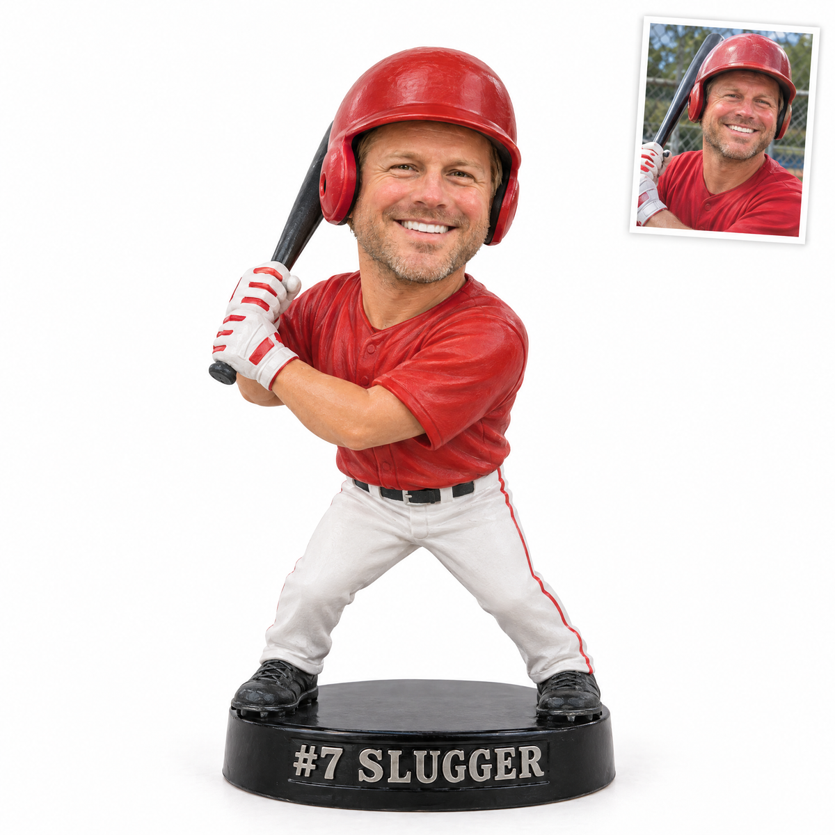 Baseball batter photo figurine, #7 SLUGGER, customer photo top right