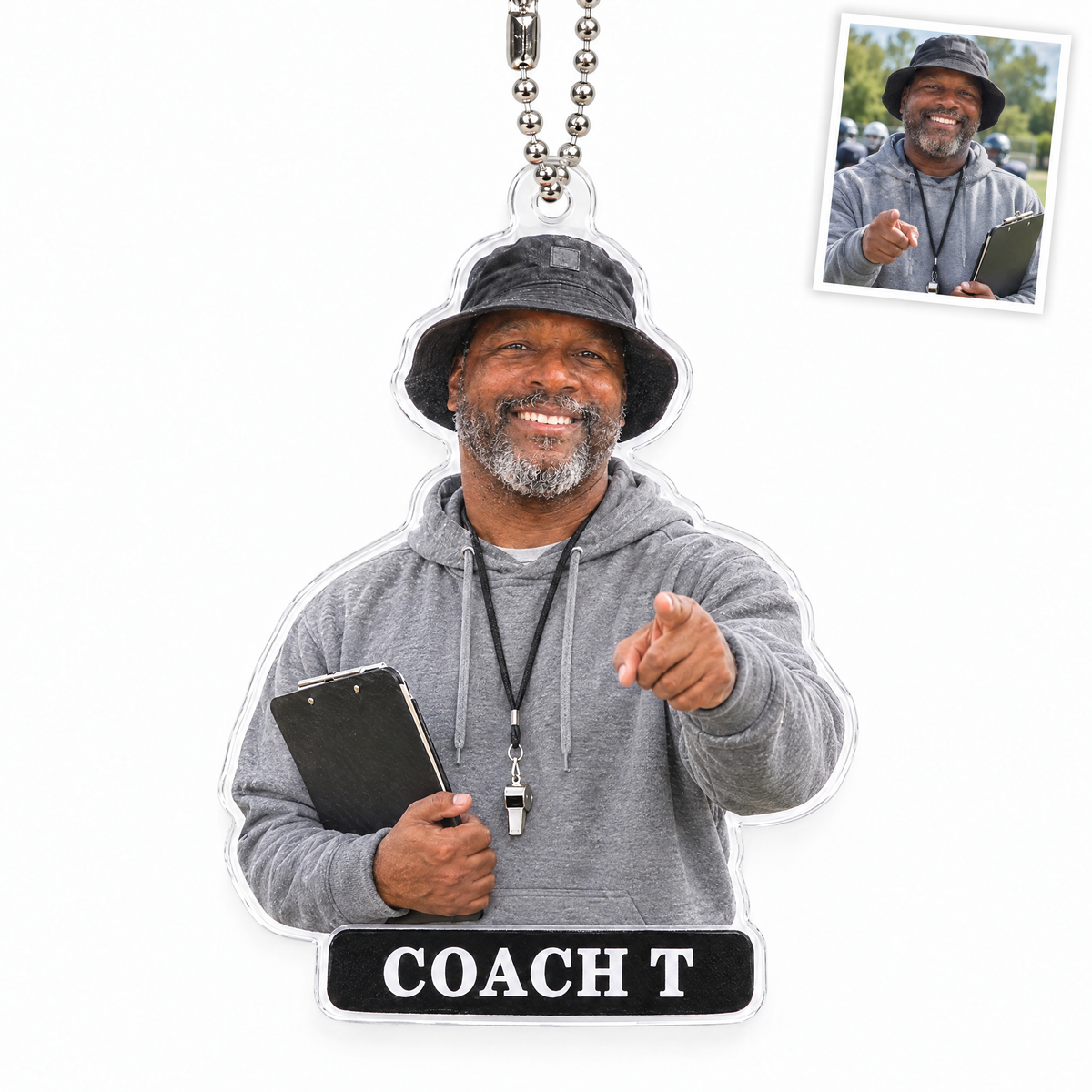 Acrylic car charm: Baseball coach photo figurine, COACH T