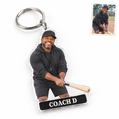 Acrylic keychain: Baseball coach photo figurine, COACH D