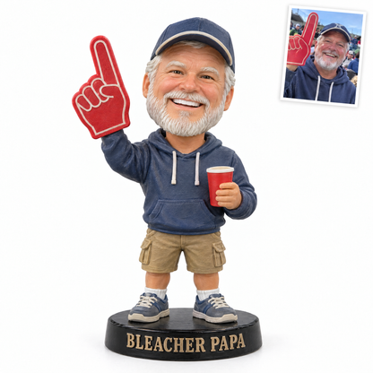 Funny big-head baseball dad figurine, BLEACHER PAPA