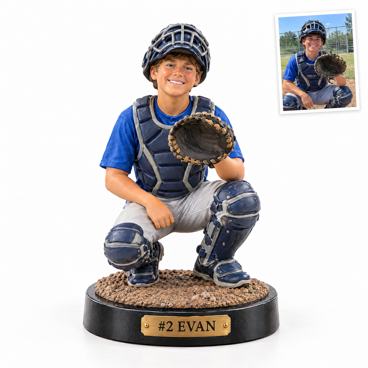 Baseball catcher figurine, #2 EVAN