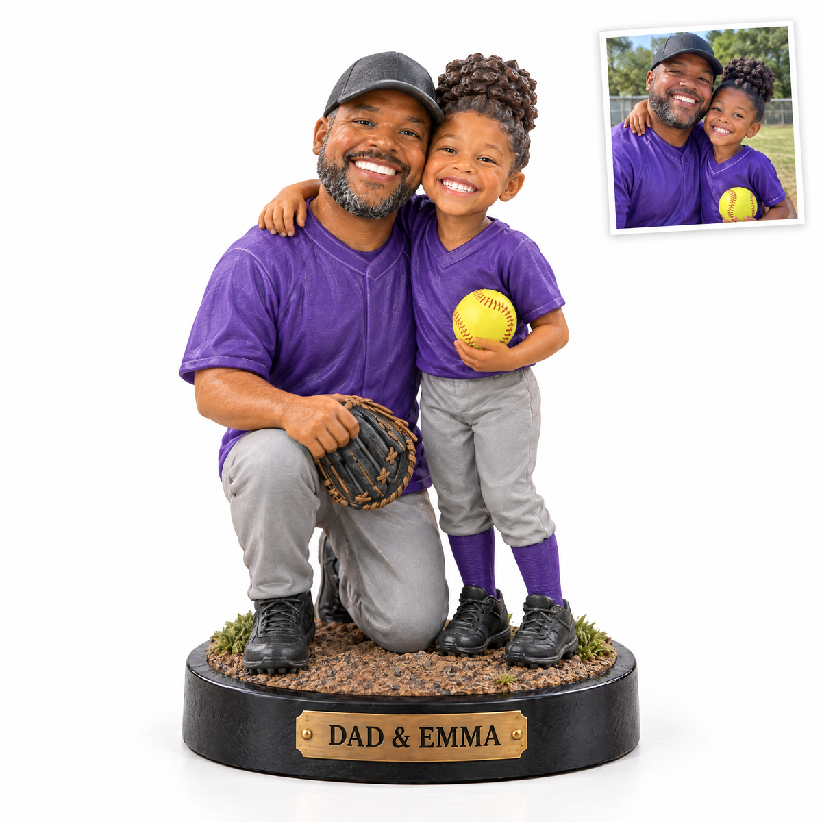 Father and son baseball figurine, DAD & EMMA