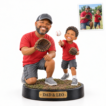 Father and son baseball figurine, DAD & LEO, customer photo top right