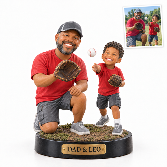 Father and son baseball figurine, DAD & LEO, customer photo top right