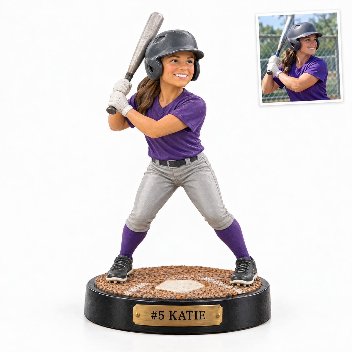 Softball player figurine, #5 KATIE, customer photo top right