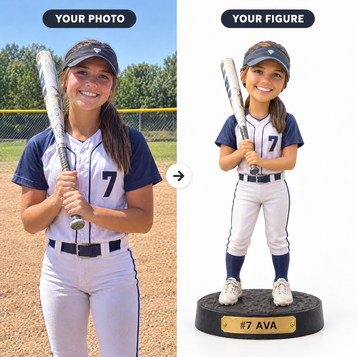 Customer photo turned into softball player figurine #7 AVA