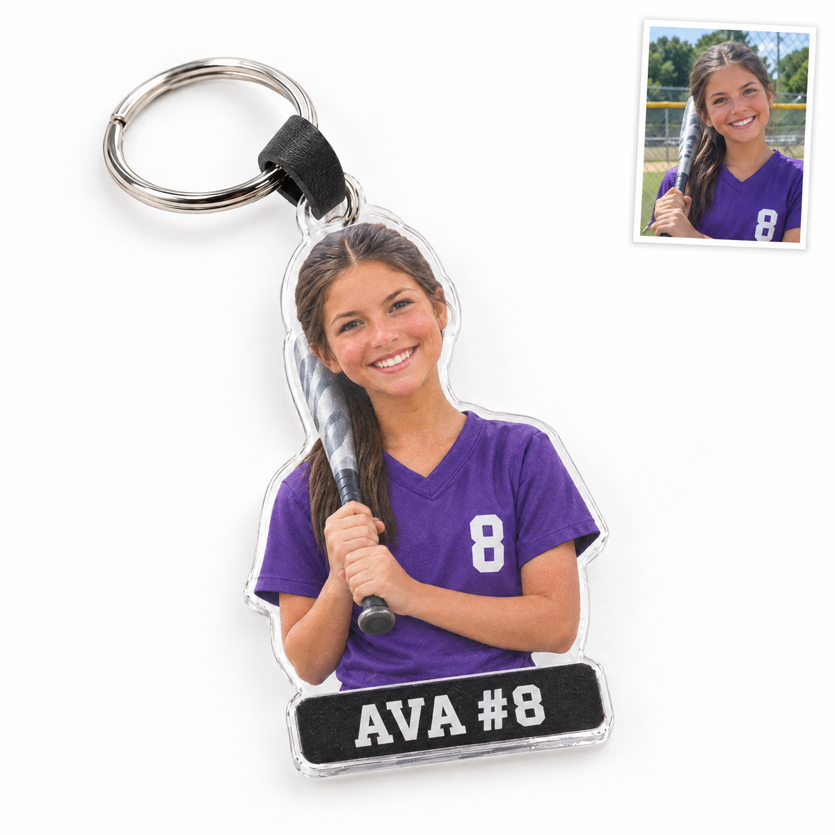 Baseball bag tag keychain, AVA #8
