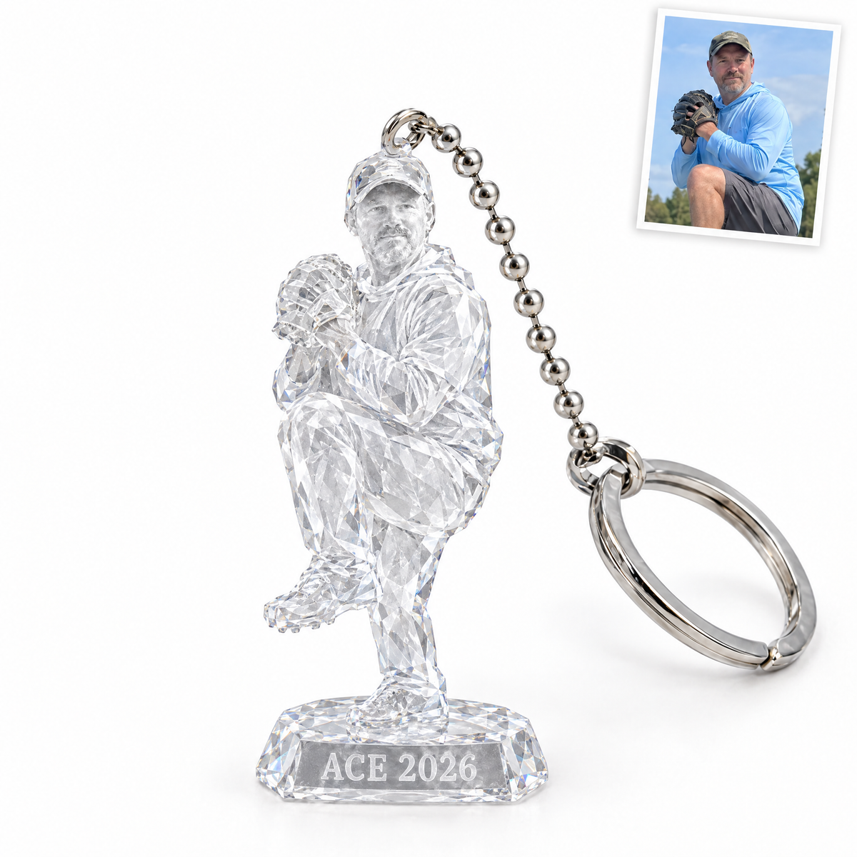 Crystal-style baseball keychain, ACE 2026