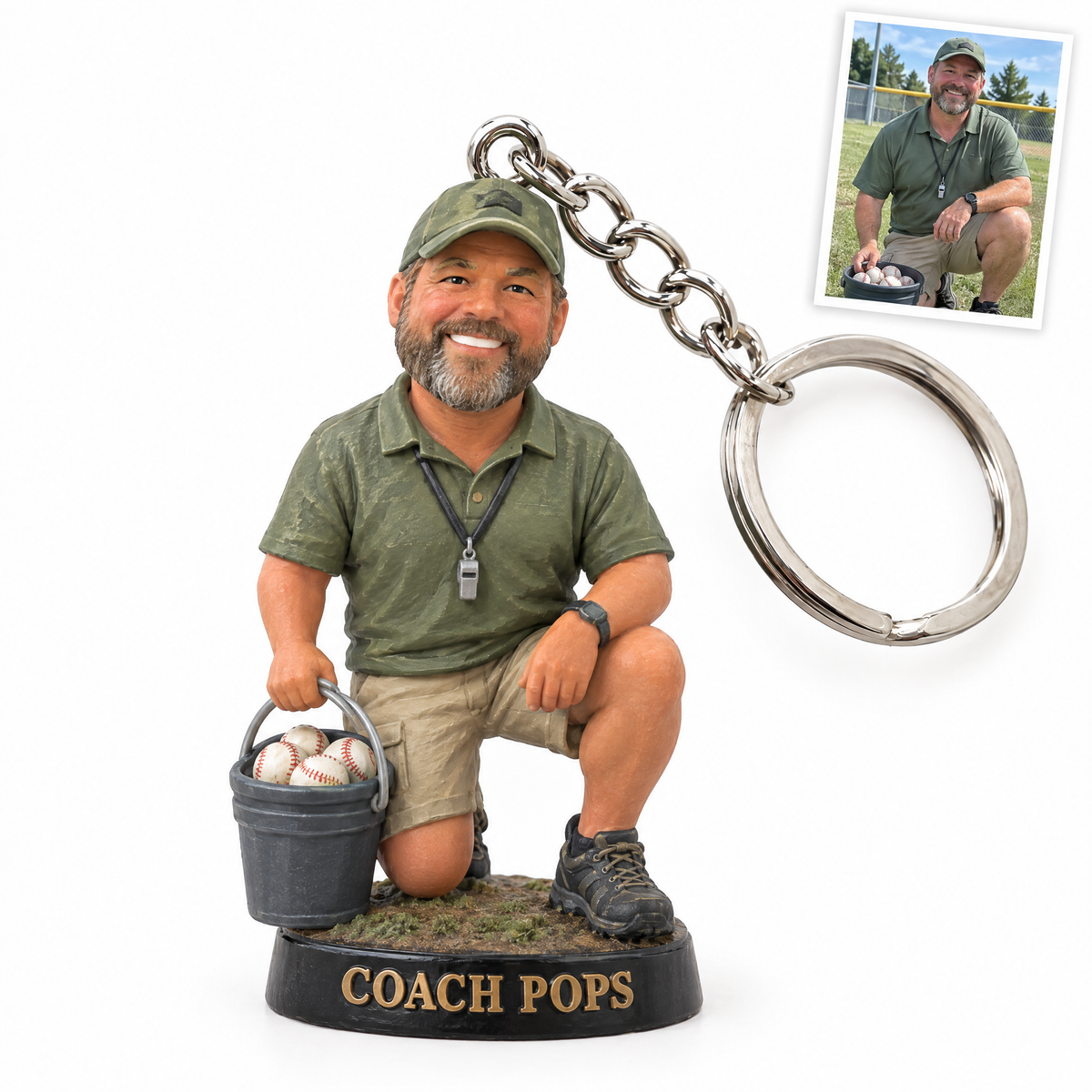 Baseball coach keychain, COACH POPS