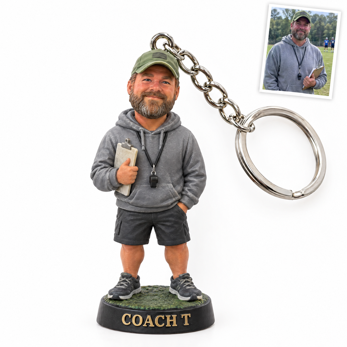 Baseball coach keychain, COACH T