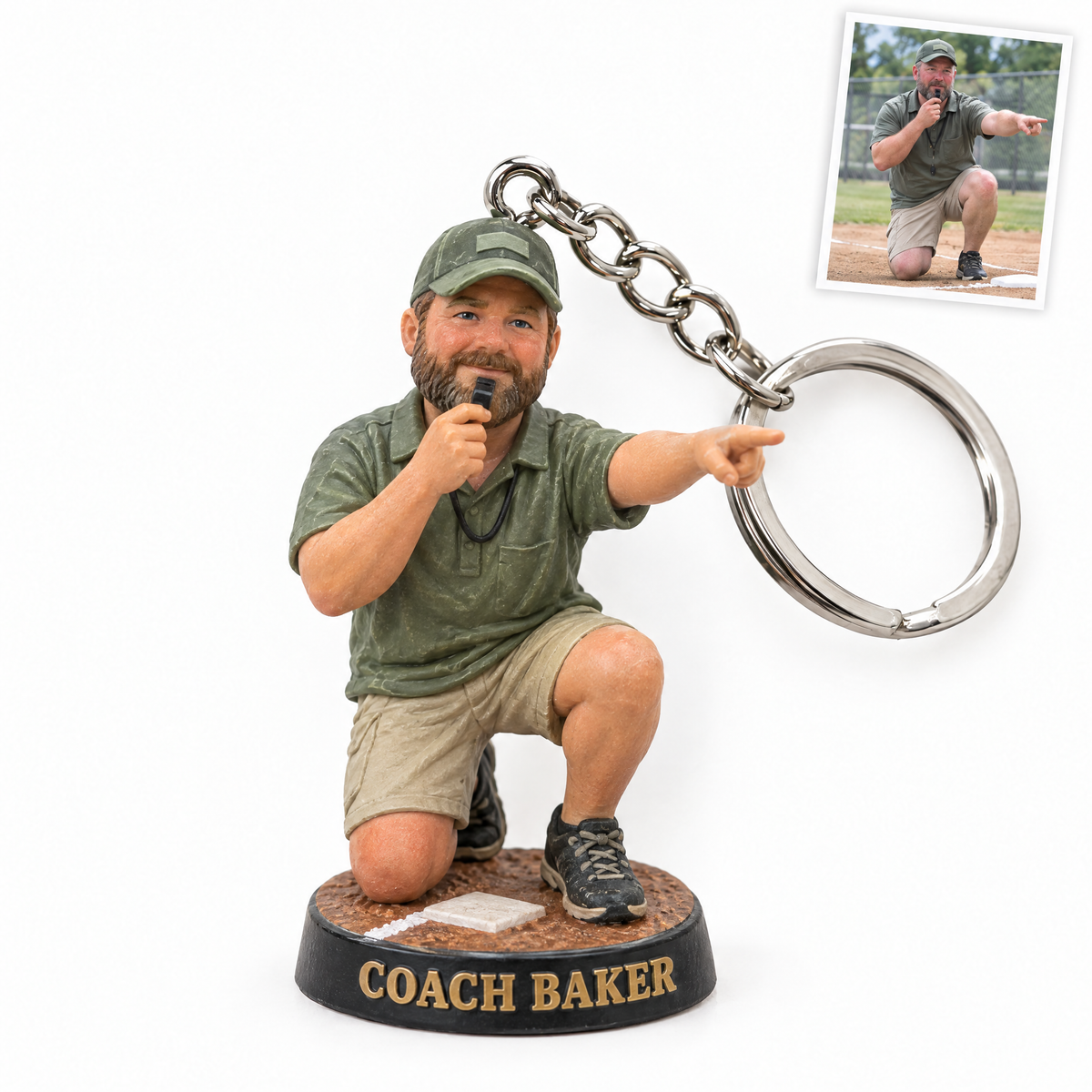 Baseball coach keychain, COACH BAKER