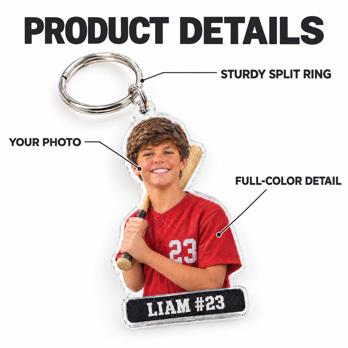 Baseball bag tag keychain product details