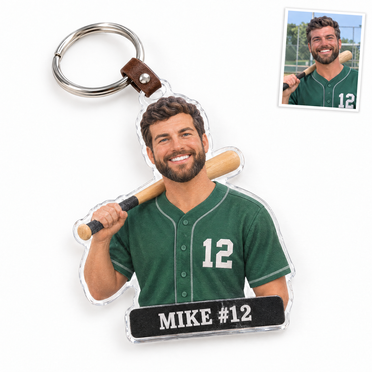 Baseball bag tag keychain, MIKE #12