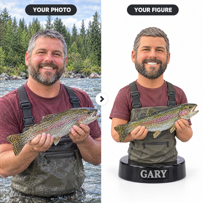 River trout photo turned into bust figurine GARY