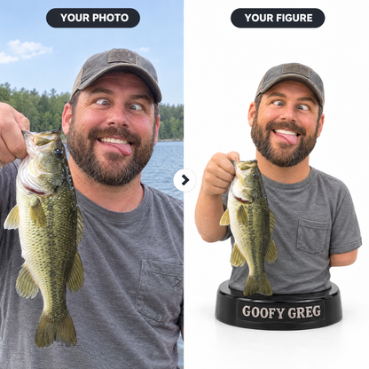 Goofy face photo turned into funny fisherman bust GOOFY GREG