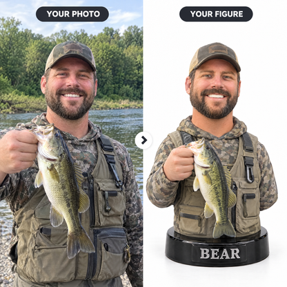 River bass photo turned into bust figurine BEAR