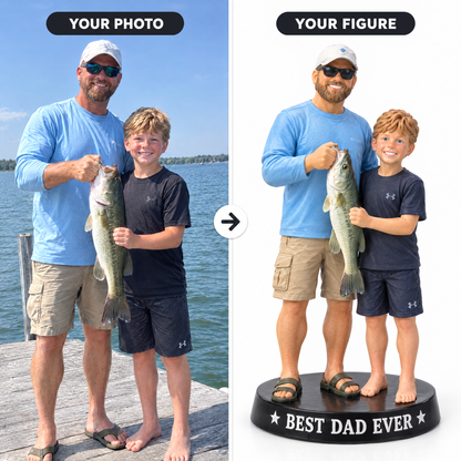 Dock photo of dad and son turned into portrait figurine