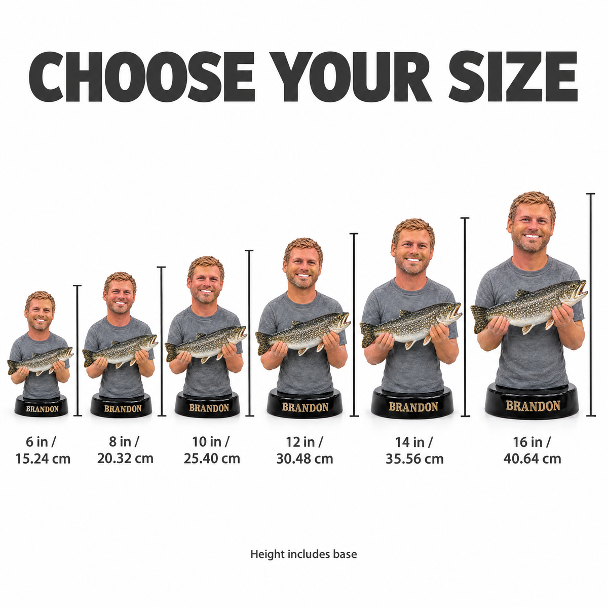 Figurine size chart 6 to 16 inches