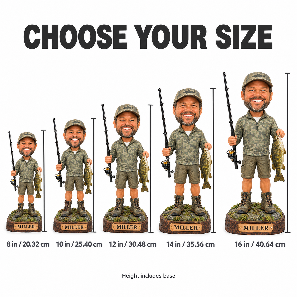 Size chart 8 to 16 inches
