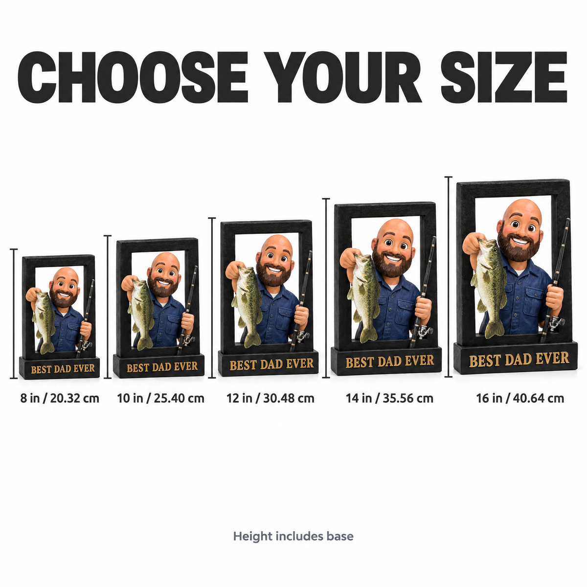 Size chart 8 to 16 inches