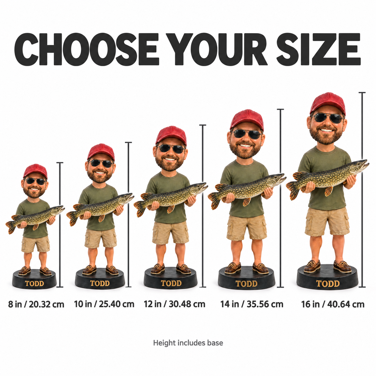 Size chart 8 to 16 inches